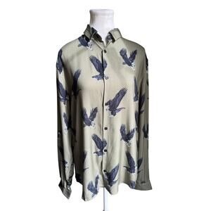 The Kooples Flying Eagles Button-Down Unisex Shirt 100% Viscose Size Small NWT